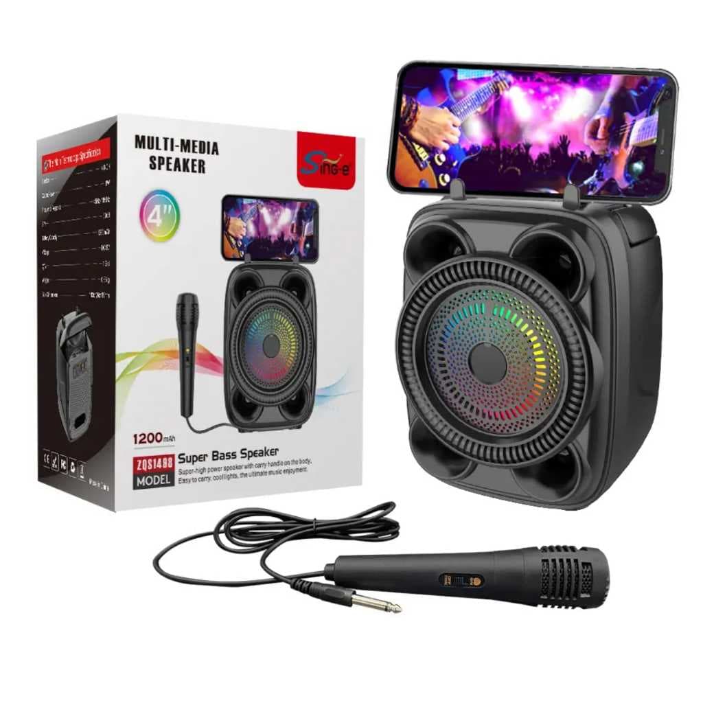 Caixa De Som Bluetooth Potente Com Microfone Led Usb Fm
