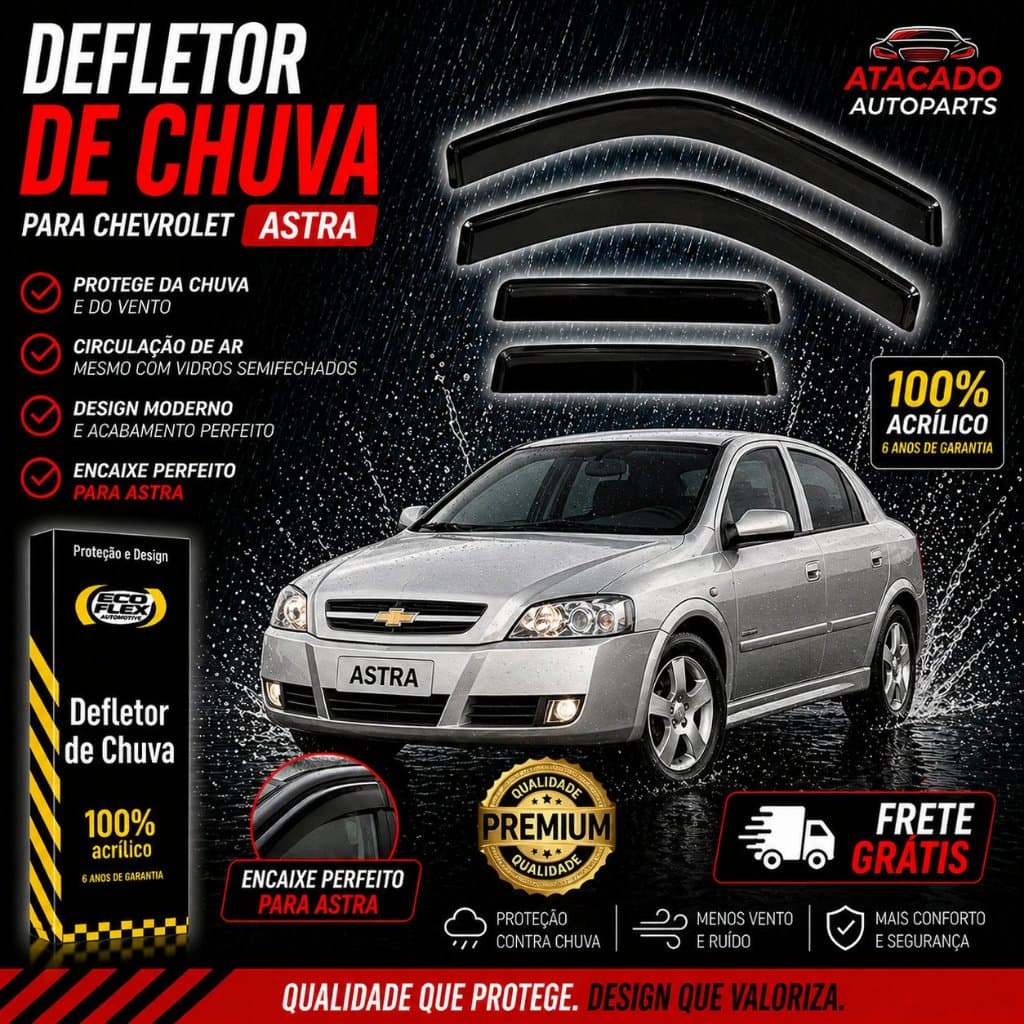 Calha de Chuva Defletor Astra 2000 a 2013 4 Portas Original Ecoflex Fume