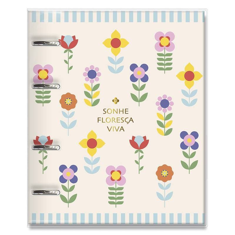 Caderno Argolado Fichário Floral Gráfico