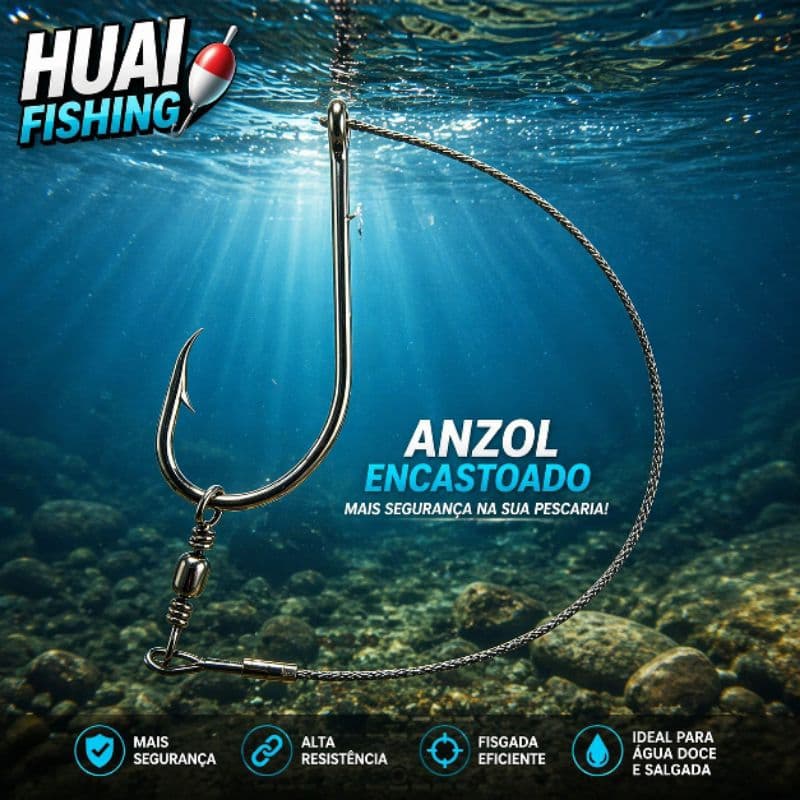 Kit 25 UNIDADES ANZOL PARA PESCA ENCASTOADO CABO FLEXÍVEL  4330 (PROMOÇÃO)  ESCOLHER  TAMANHO