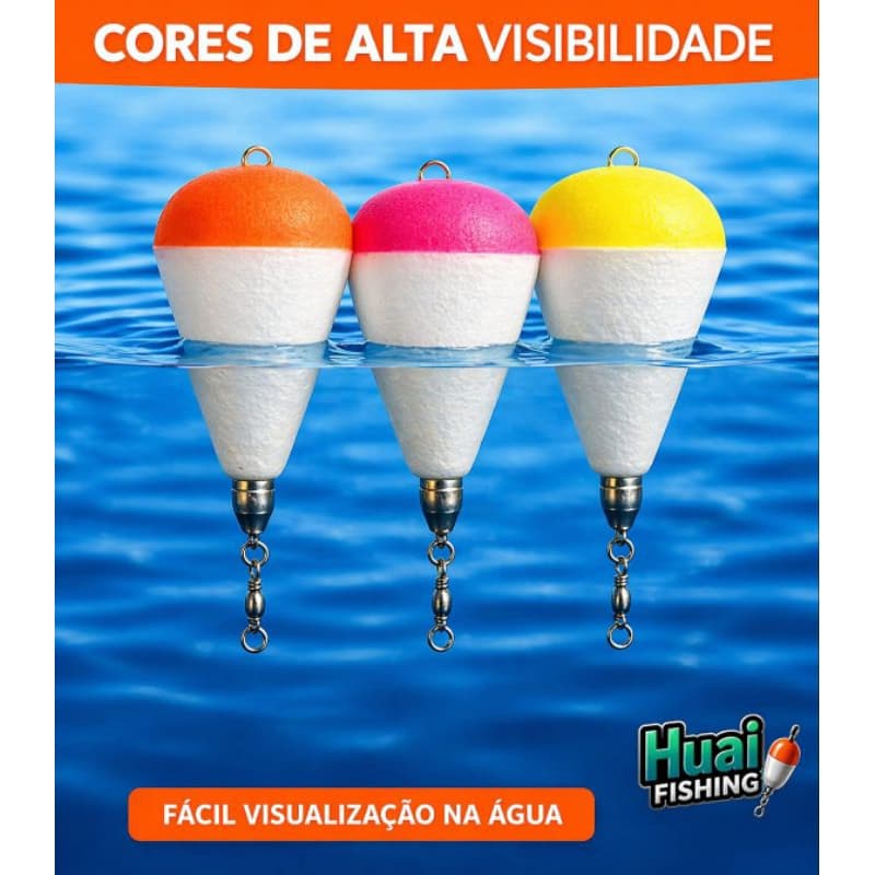 KIT 30 BOIAS PARA PESCA ARREMESSO COM CHUMBO N;4,6,8 (OFERTA ESPECIAL)