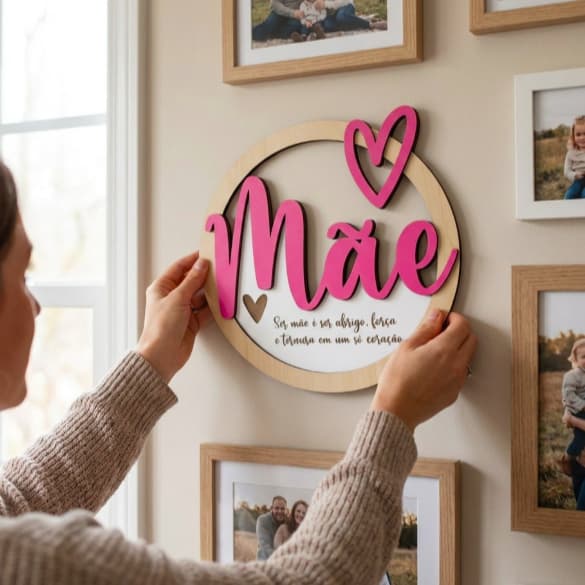 Quadro Decorativo Dias das Mães em MDF Para Porta Parede
