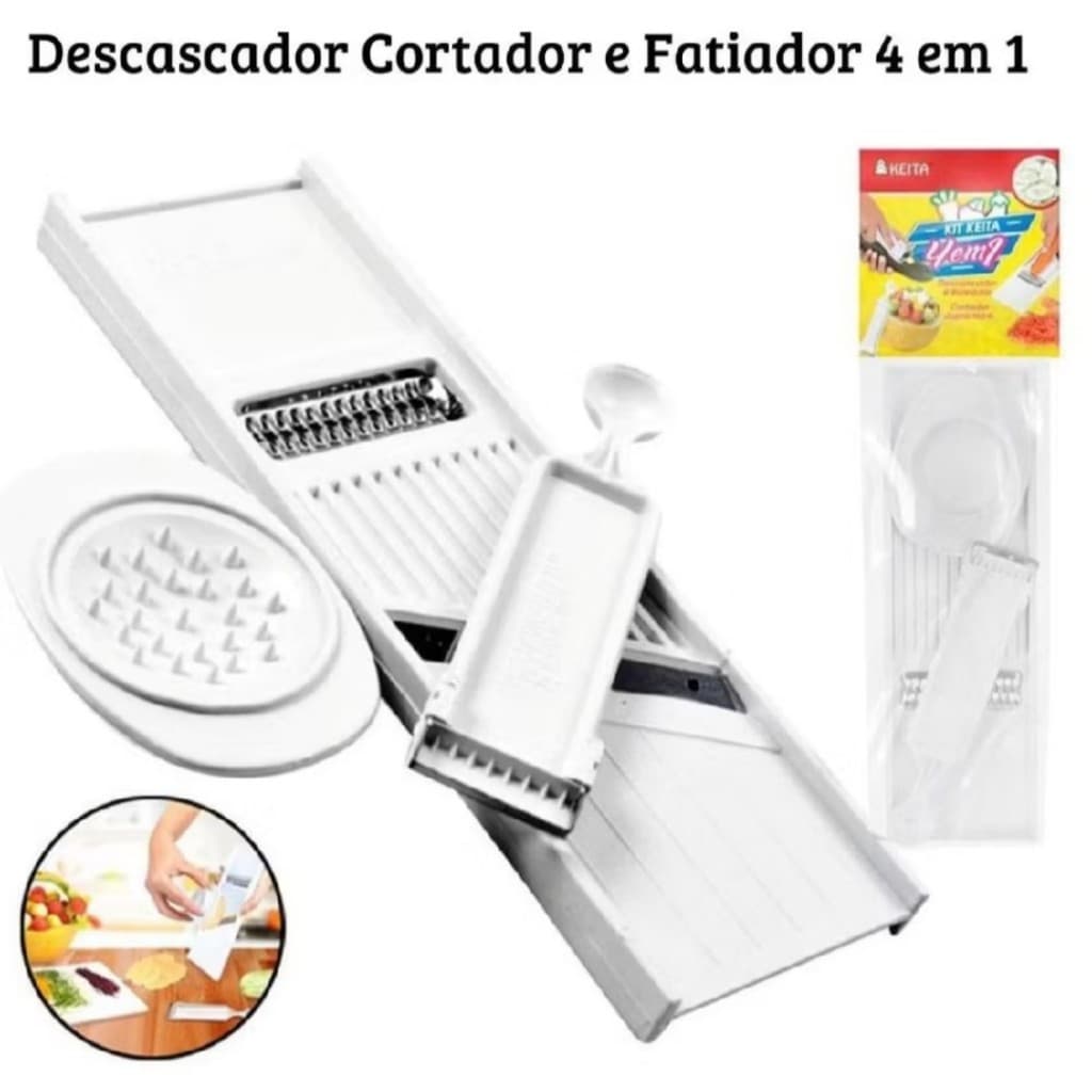 Kit 4 em 1 Descascador Cortador Legumes Fruta Queijo Dupla Face Boleador Ralador Keita