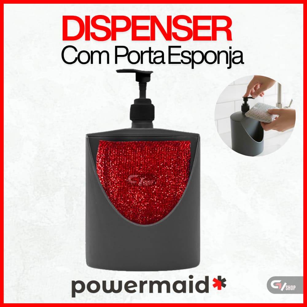 Porta Detergente Dispenser Porta Esponja Bucha Com Bico Dosador Powermaid 500 ML