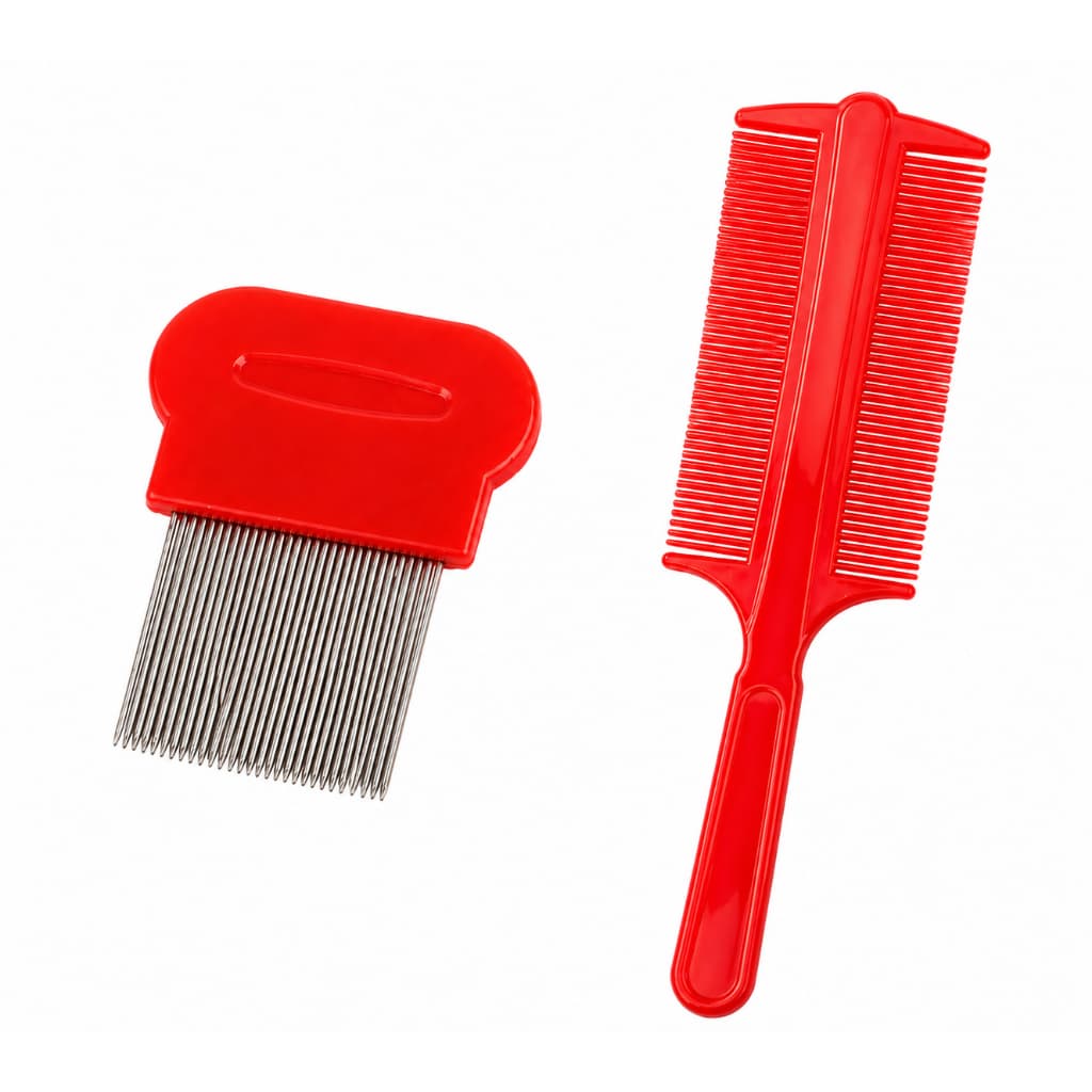 Pente Fino para Piolho Lêndeas Aço Inox - Plastico Dupla Proteção Removedor Pulga Adulto Criança Cães Gatos Kit