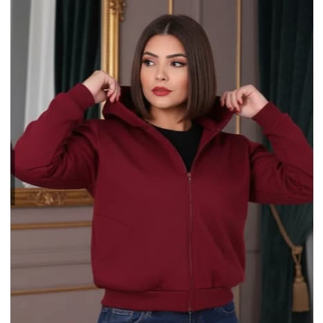 Casaco Moletom Feminino de Poliester Com Capuz, Ziper e Bolsos nas Laterais Otimo para o Seu Look
