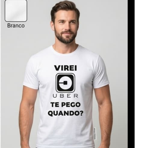 Camiseta Engraçada Virei Uber Te Pego Quando? Meme Criativo Premium - Não Amassa
