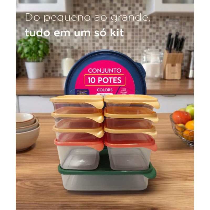Kit 10 Potes de plástico Sortidos