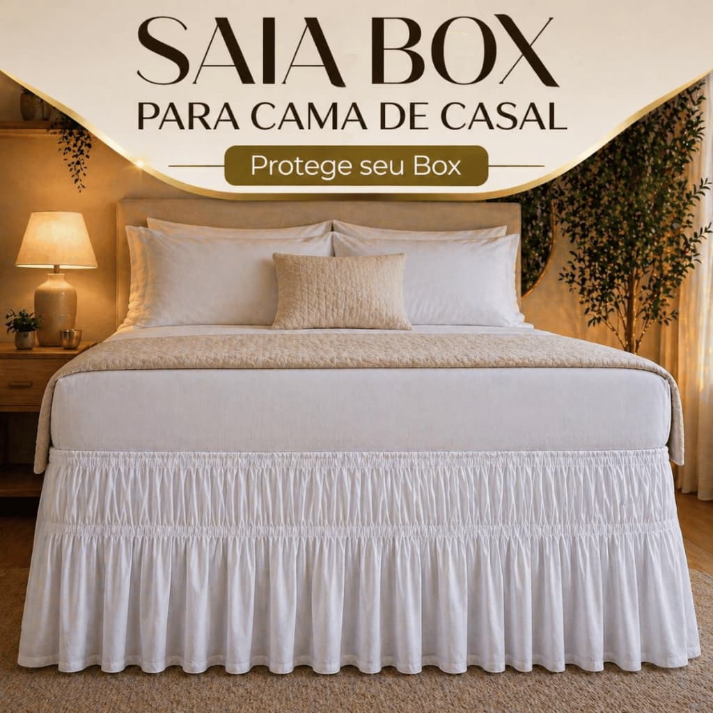 Saia Box Cama Casal Padrão com 2 Elásticos BRANCA - PROMOÇÃO