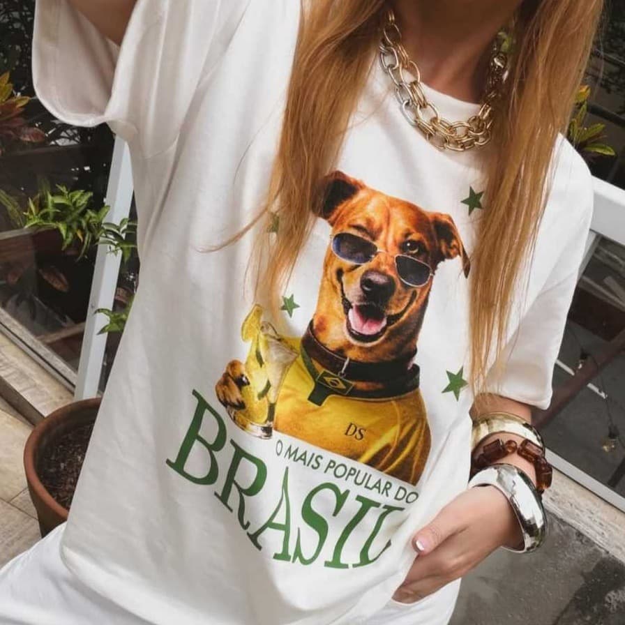 Blusa T-shirt Feminina Premium 100%Algodão Camiseta Estampa Cachorro Caramelo mais popular do Brasil