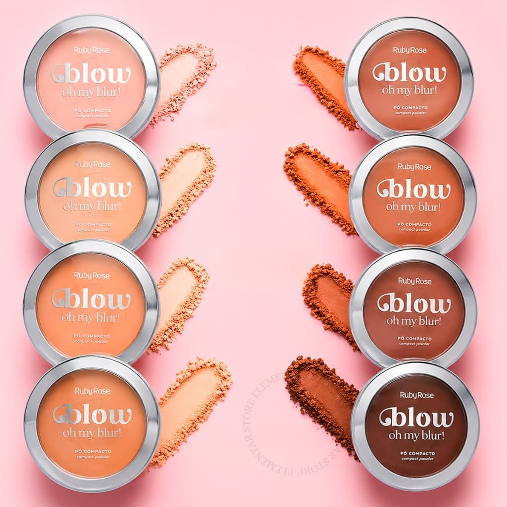 Pó Compacto Ruby Rose Linha Blow Oh My Blur Efeito Filtro Aveludado Cobertura Maquiagem