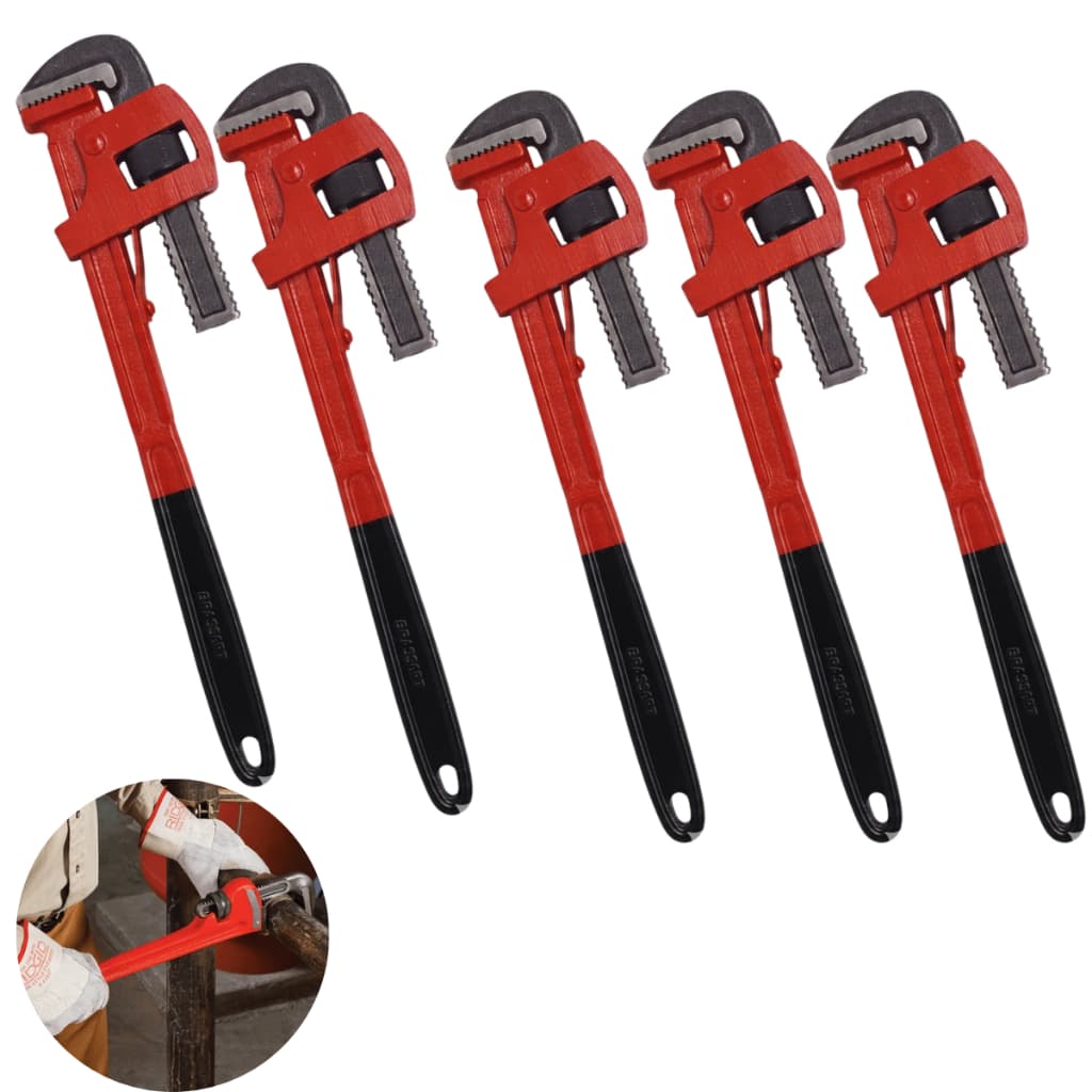 Kit 5 Chave Grifo 18 Polegadas 450mm Profissional Para Tubos Cano Encanador Stillson