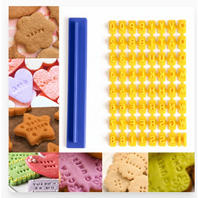 Alfabeto Impressão Do Número Molde De Biscoitos Cookie Press Cortador De Carimbos DIY Letra Bolos