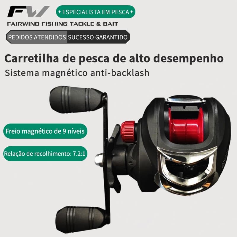 FW Novo vermelho AK2000 Cast max 200kg Carretel De Pesca De Arrasto + Freio De Liberação Magnética 1BB Para Salwato