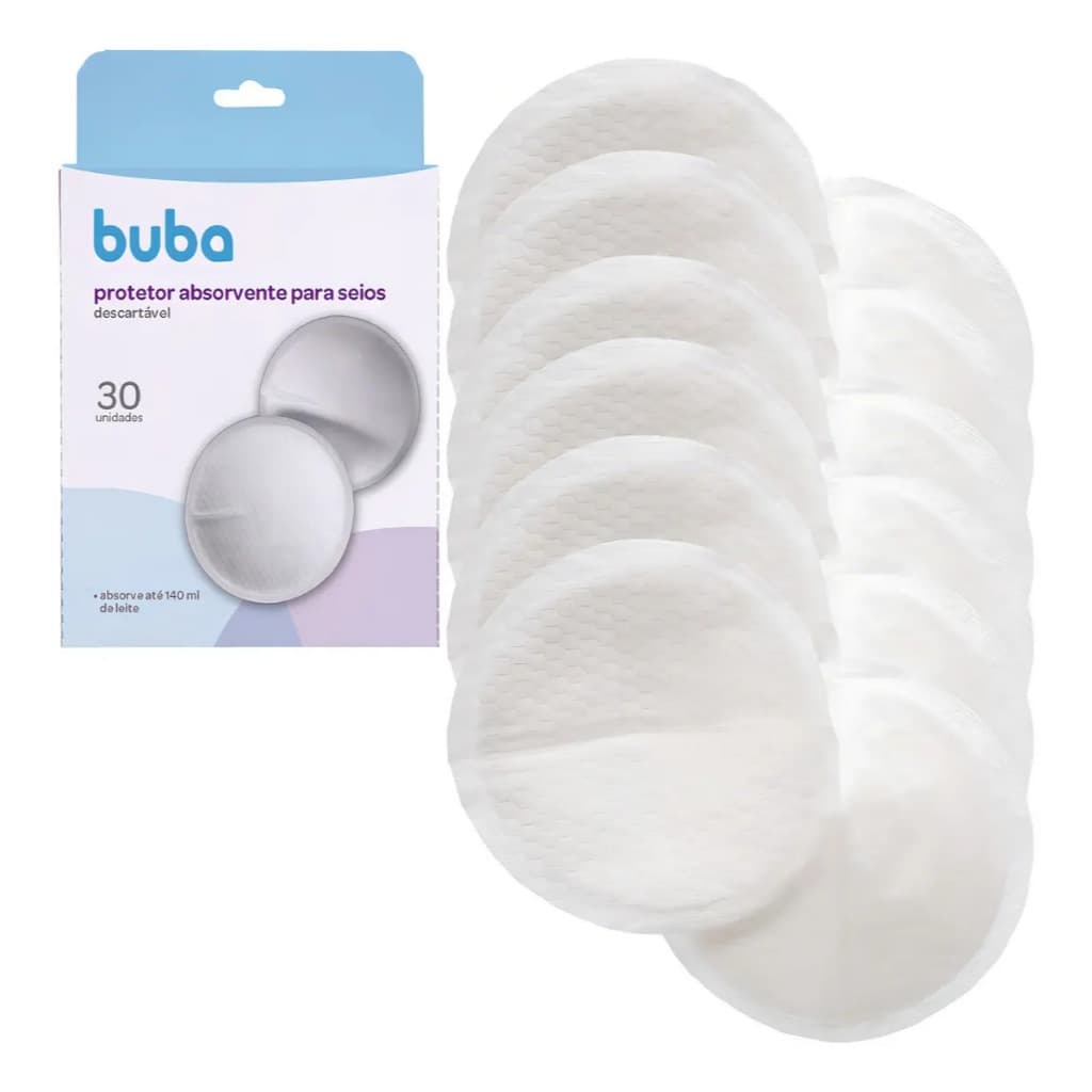Protetor Absorvente Seios 30 Unidade Descartável Branco Buba