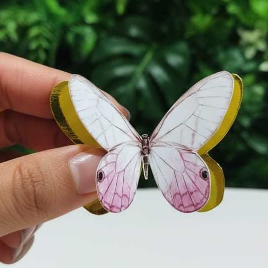 Aplique Borboletas 3D Luxo Aplique para Bolo e Lembrancinhas - Papel Fotográfico e Lamicote