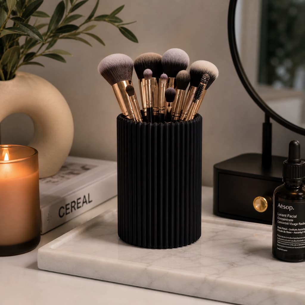 Organizador Porta Pincéis com Divisória Removível Ideal para Maquiagem e Acessórios