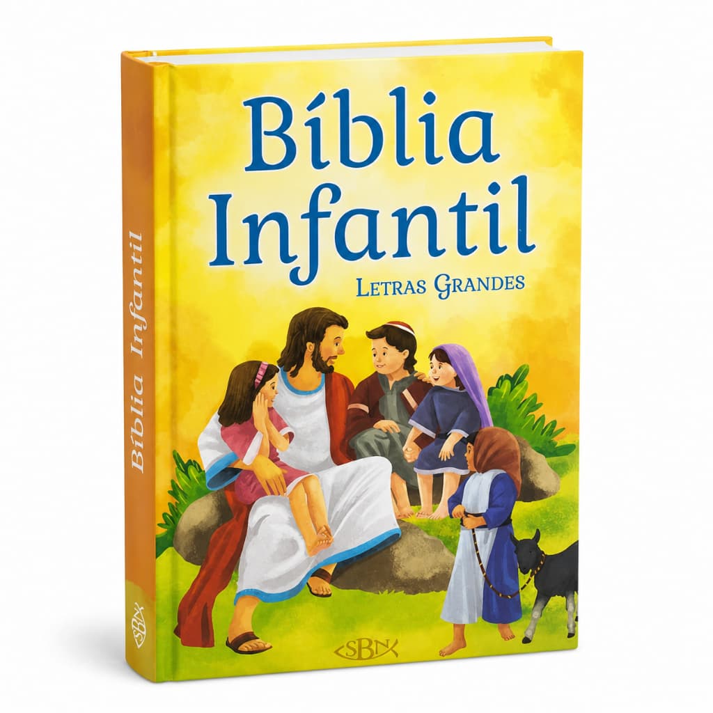 Bíblia Infantil Letras Grandes Capa Almofadada Dura Ilustrada SBN Histórias Bíblicas Criança