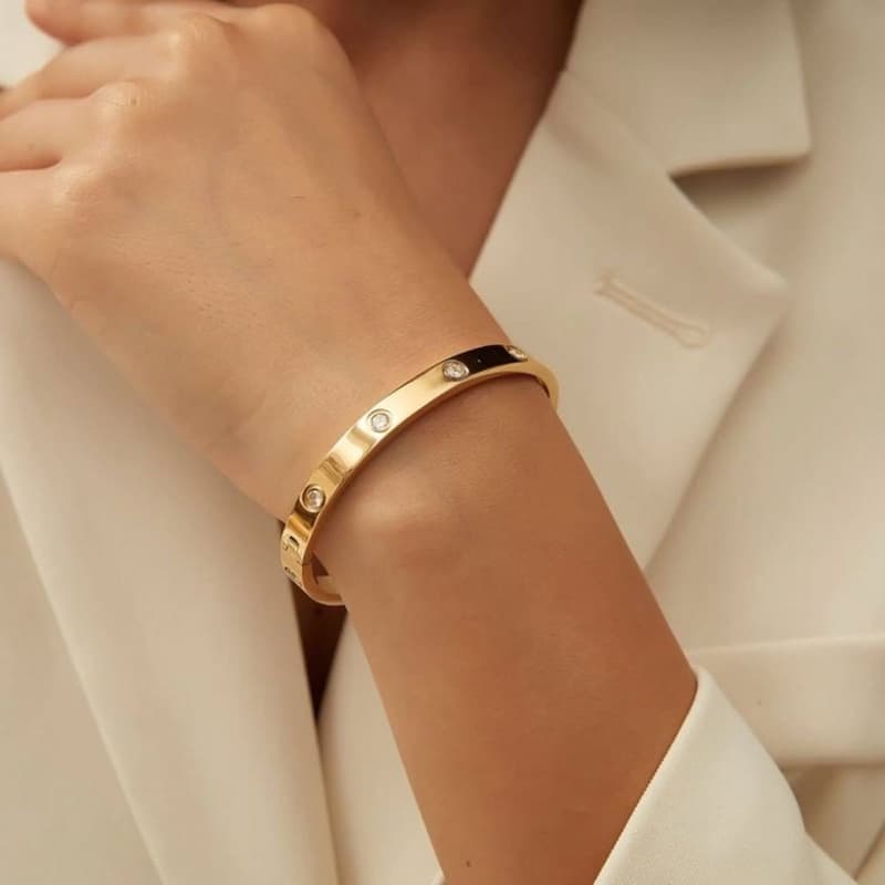 Bracelete Prego e Love em Aço Inox Dourado ou Prata | Kit ou Unidade | Pulseiras femininas Virginia