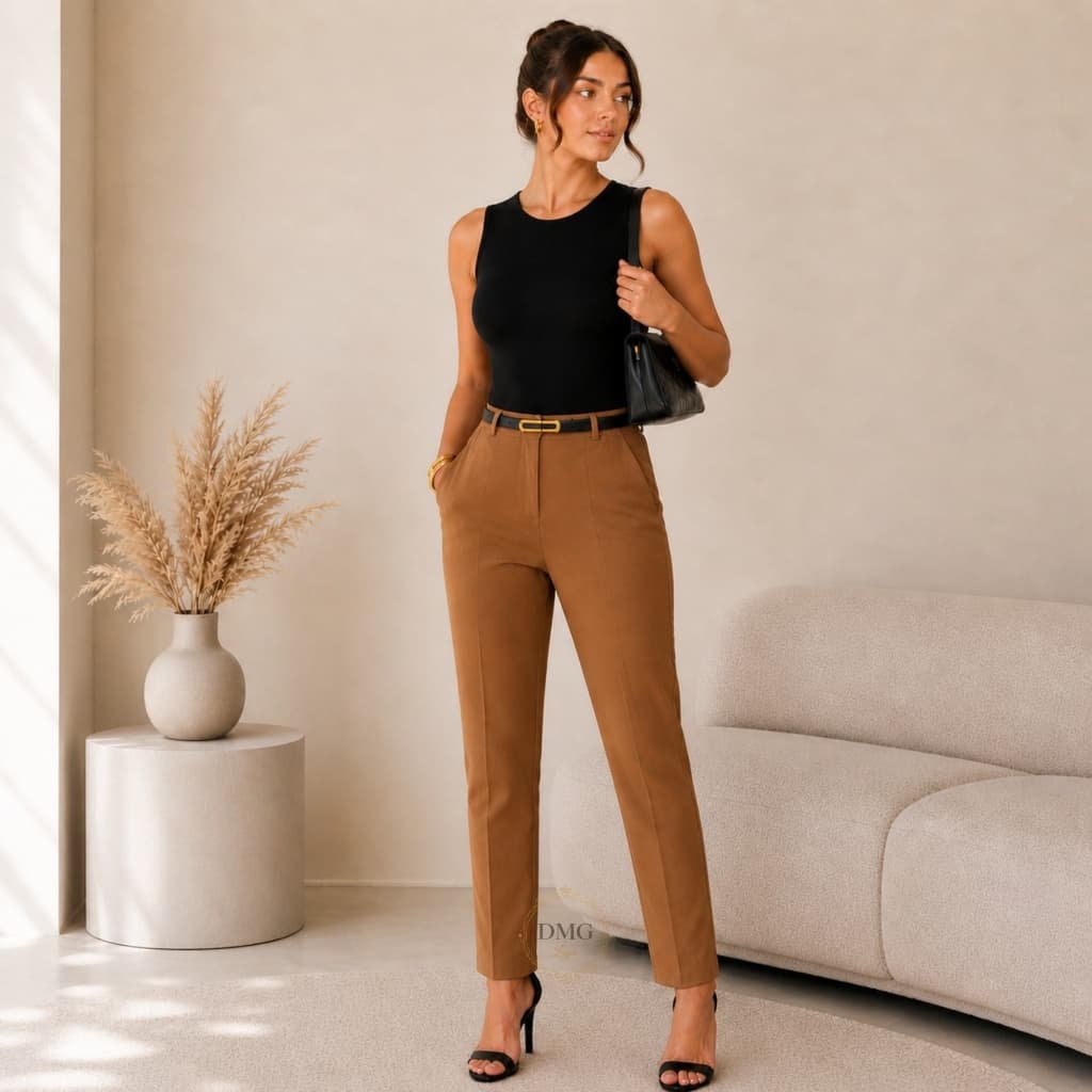Conjunto Body Regata + Calça Alfaiataria Cintura Alta Com Cinto - ENVIO IMEDIATO !!