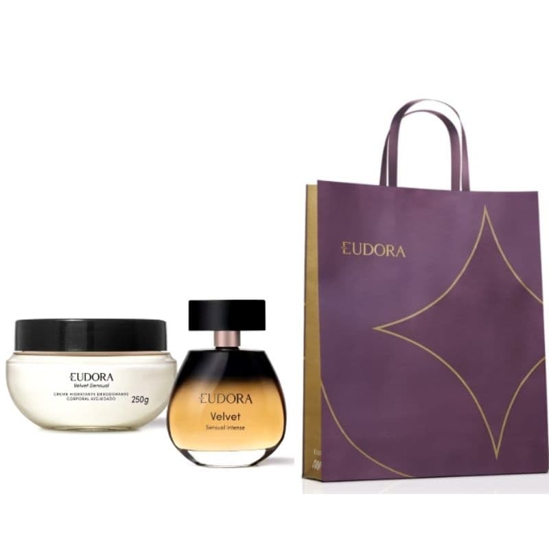 Dia dos Namorados Eudora Velvet Sensual Intense Desodorante Colônia 100ml, Creme Corporal Velvet Sensual 250g