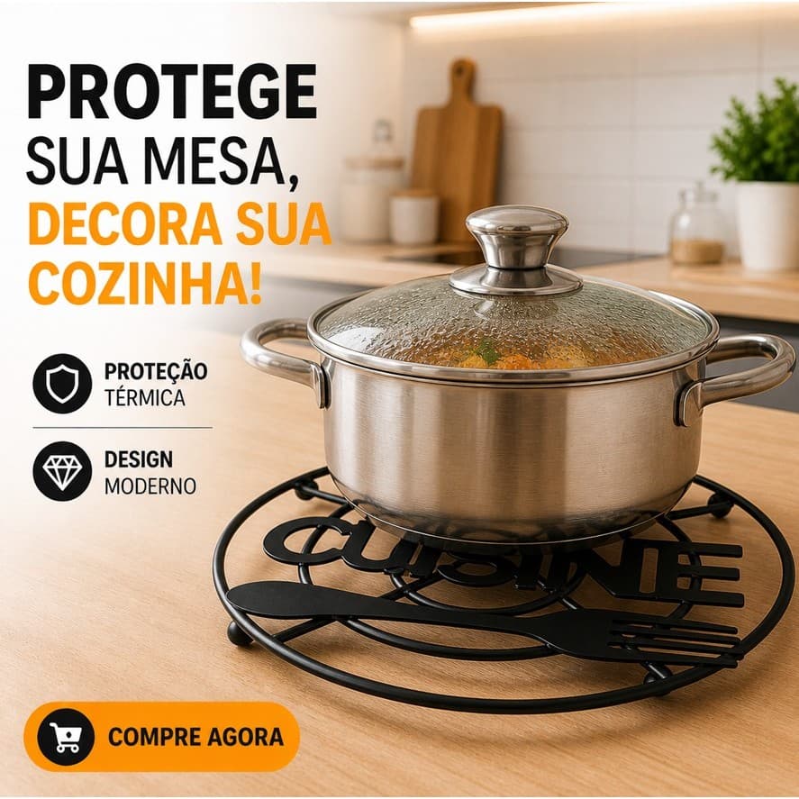PROTEJA SUA MESA DE PANELAS QUENTES - Descanso de Panela Ferro Anticalor 18cm Decorativo