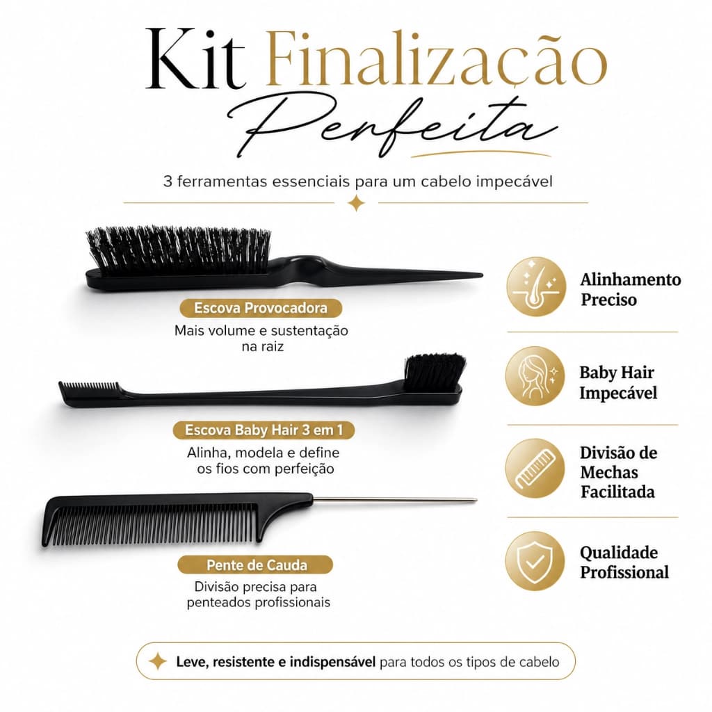 KIT Escova Provocadora,Pente Calda, Pincel/Babyliss Baby Hair