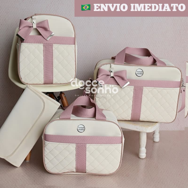Kit bolsa maternidade luxo 4 peças com mochila e trocador, Mala Maternidade para bebê (AD fita novo)