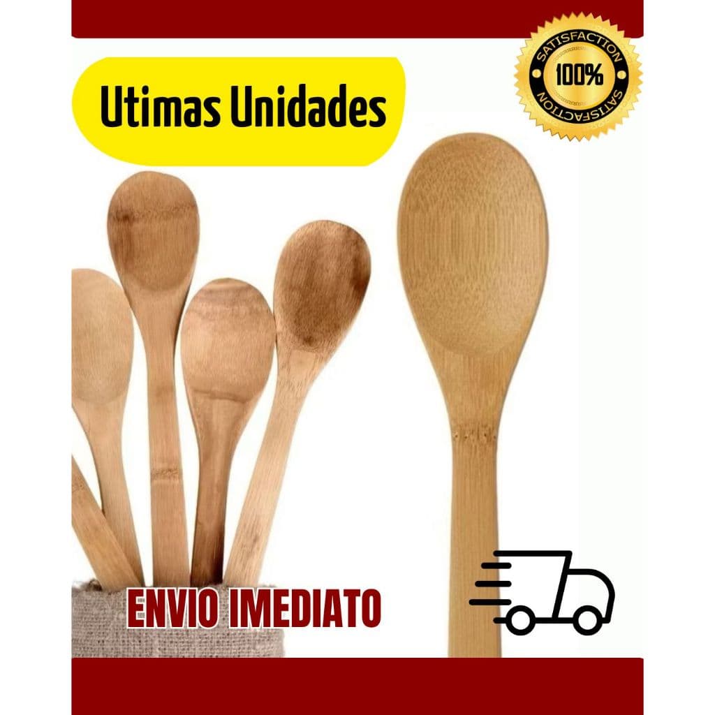 KITS 1/2/3/5 Colher de Bambu 30cm Não Risca Panelas ECOLOGICAS