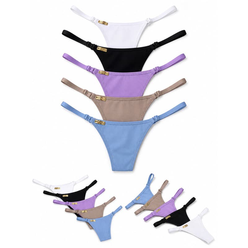 Kit 5 Calcinhas Lua Fio Duplo Lateral Regulável Modelagem Bíquini Básica Casual Dia a Dia