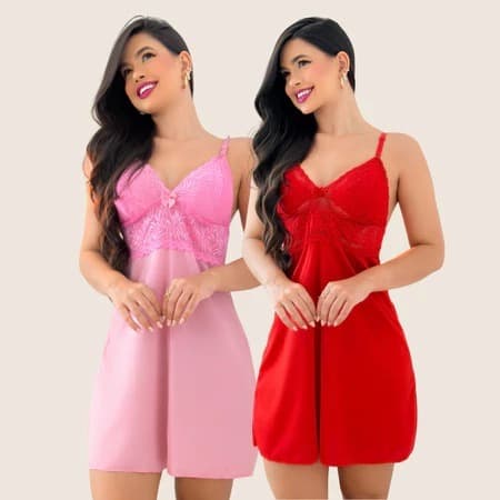 Kit 2 Camisola de Renda Luxuosa Sensual – Perfeita para Noites Especiais