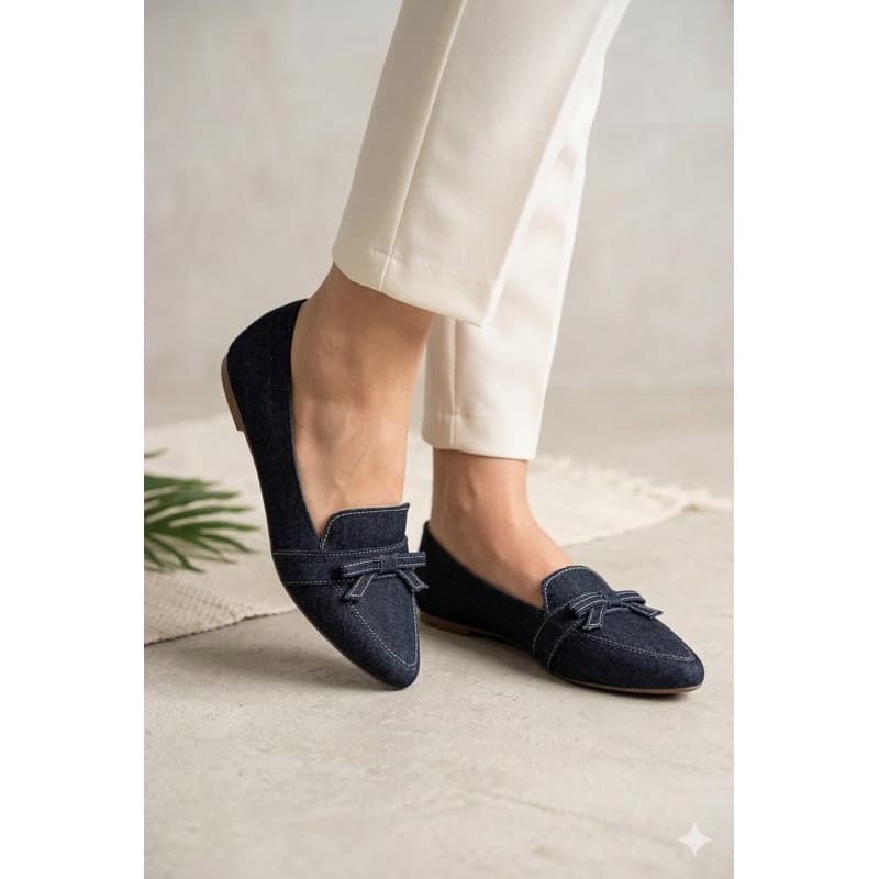 Sapatilha Mocassim Social  Feminina Milli com Laço  Elegante Moderna Sofisticada