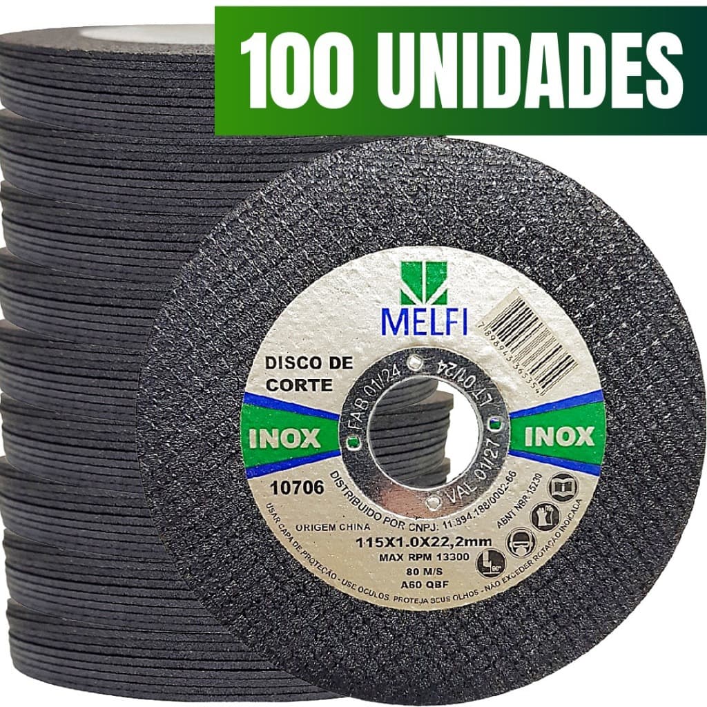 100un Disco De Corte Esmerilhadeira Inox 4.1/2 Extra Fino 1mm