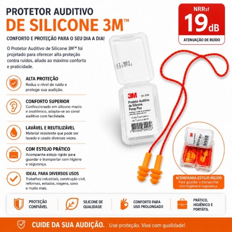 Protetor  Auricular Tipo Silicone 3M (19DB)