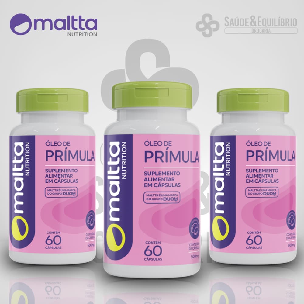 Óleo de Prímula Maltta 60 Cápsulas 500mg Bem-Estar Feminino Pele Menopausa