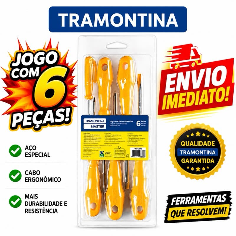 Jogo Chave de Fenda e Philips Tramontina 6 Peças Profissional Resistente