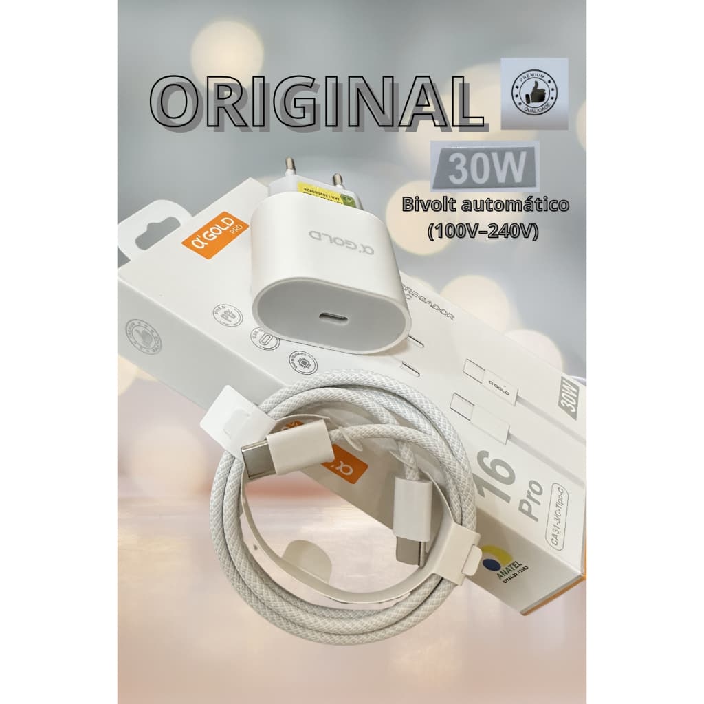 Carregador  Turbo 30w Tipo C Para iphonr 15 e 16 16 Pro 15 Pro 15 Pro max 16 Pro max