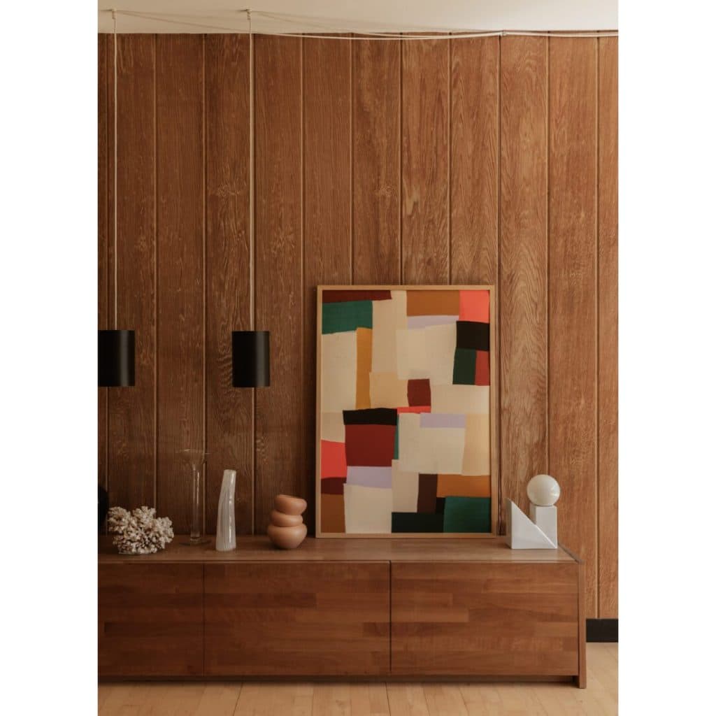 Quadro Decorativo Moderno Abstrato Formas Geométricas para Sala e Escritório com Moldura