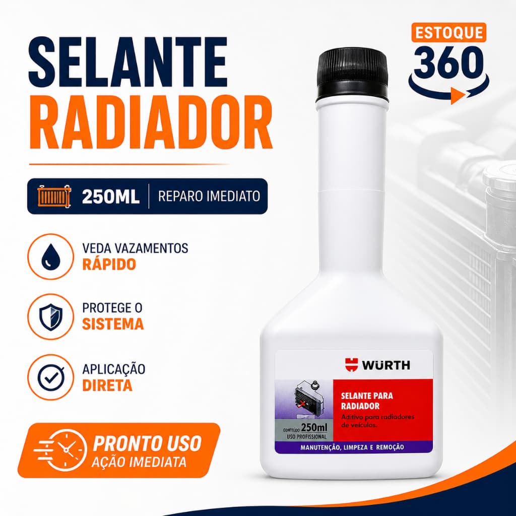Selante Biodegradavel Para Radiador 250ml Wurth Original | Veda Vazamentos Rápido | Pronto Uso | Não Agride Sistema