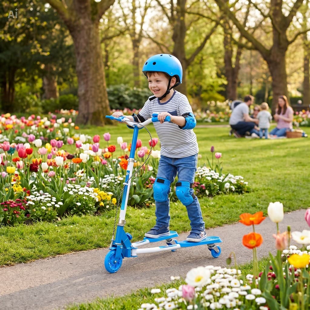 Patinete Infantil Dobrável 3 Rodas - Azul ou Rosa - Led nas Rodas Freio Guidão Ajustável Diversão...