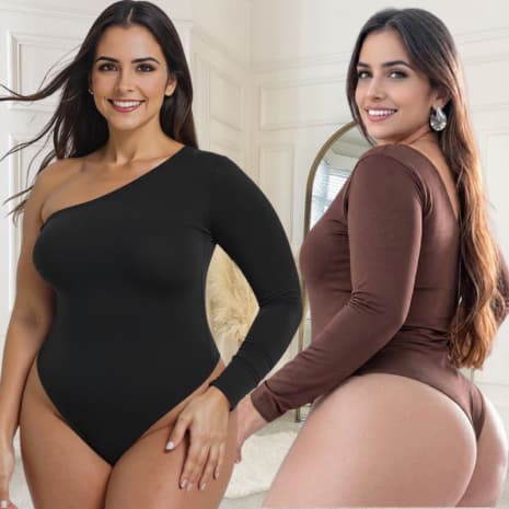 Body plus size manga nula feminino plus size  manga longa Body  Feminino Body Preto Body Marrom