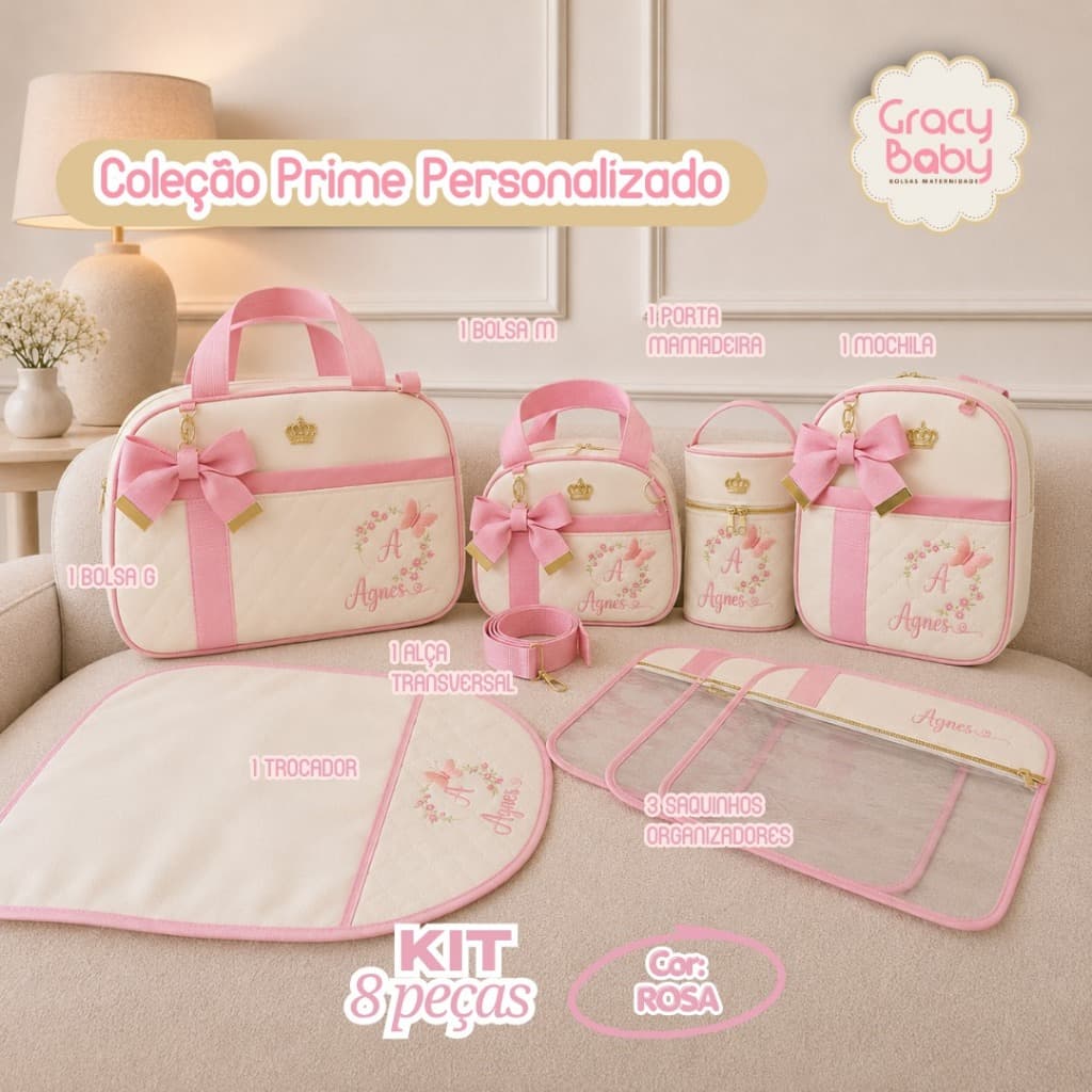 Kit Bolsas Maternidade Coleção Prime Personalizado 5 peças