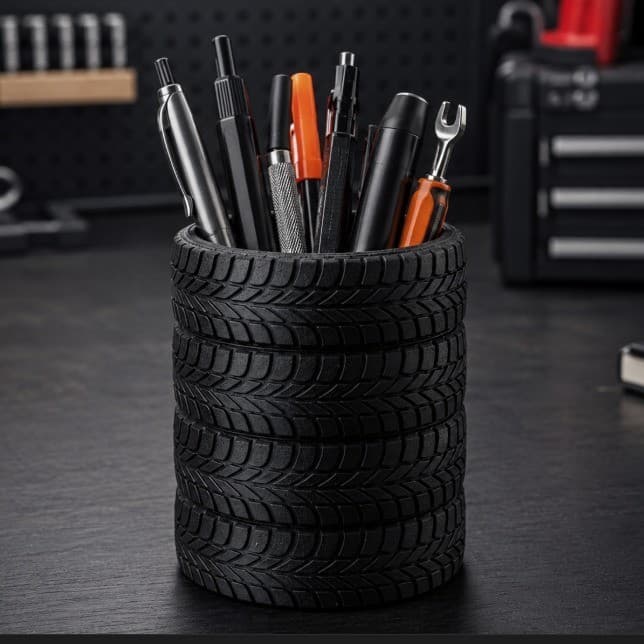 Porta Canetas em Formato de Pneu Organizador de Mesa Oficina Escritório Garagem Decoração Automotiva