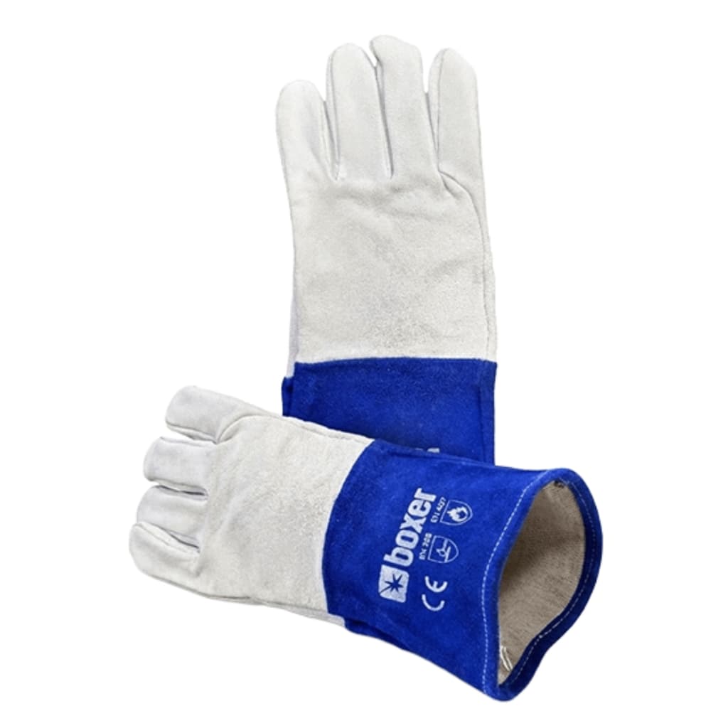 Luva de Raspa Para Soldador Até 100°C 33cm Reforçada Vaqueta Petroleira Solda TIG Light Boxer
