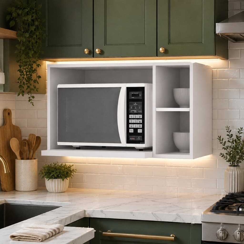 SUPORTE MICROONDAS E FORNO ESTILOSO 80X40X40CM PAREDE EM MDF PARA COM PRATICIDADE