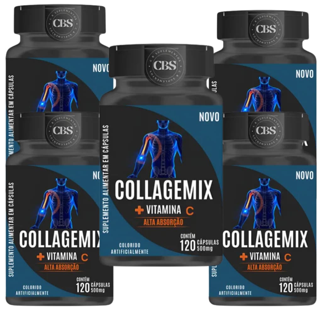Leve 5 Paque 3 COLLAGEMIX Colageno Tipo 2 Vitamina C Q10 Hialurônico Renova Pele 6 - 60 Capls