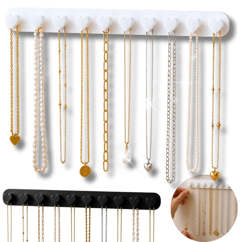 Organizador de Joias Gancho Coração Porta Bijuterias Colares Pulseiras Aneis Design Moderno Minimalista Decoração