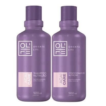 Kit Shampoo e Condicionador Açaí 500ml Oriente Life | Hidratação Profunda + Brilho Intenso(Presente Dia das Maes)
