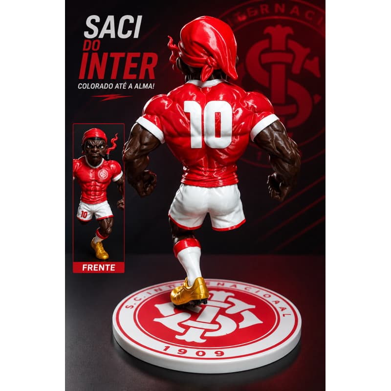 Boneco 3D Mascote Saci do Internacional – Decoração Colorada – Modelo Colecionável e Decorativo