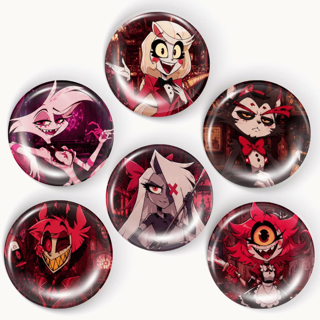 Kit 6 Broches Hazbin Hotel Para Mochila e Estojo - Geek